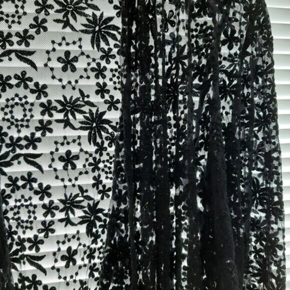HARD TAIL Lace & Mesh Sheer Floral Embroidery Waterfall Open Front Cardigan Sz S - Picture 13 of 15